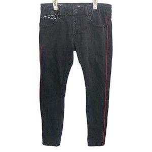 SpiffTV x Cult Of Individuality‎ Rocker Slim Jeans Black 30x33 Red Piping